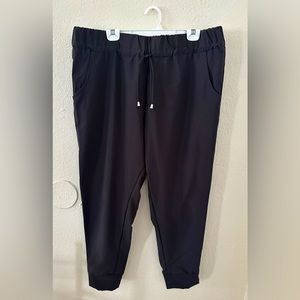 4X Black Plus Size Solid Drawstring Waist Joggers